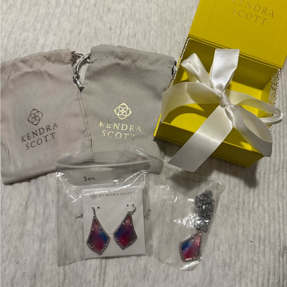 Kendra Scott Multicolor Drop Earrings & Matching Pendent Necklace SET